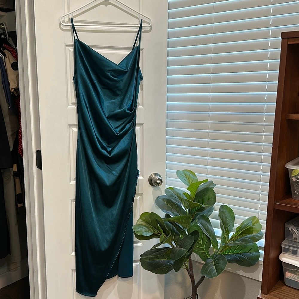 Slinky Dark Teal Shein Cocktail Dress